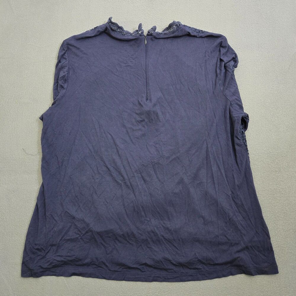 Chico's Women 3 US 16 Lace Front Knit Top Deep Navy Blouse - Picture 2 of 11